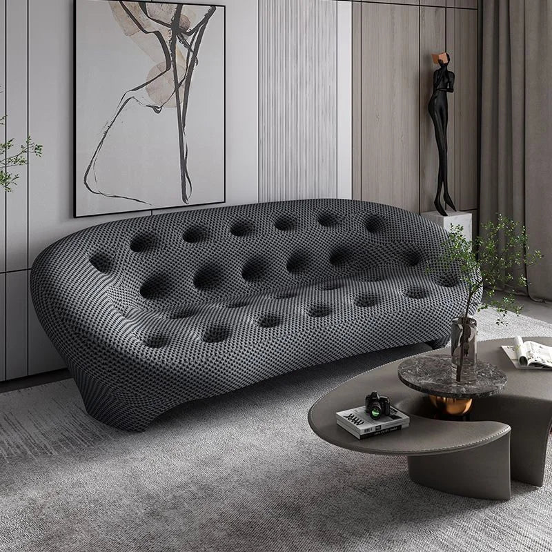 Modern 3D Knitte Fabric Living Room Sofa Comfortable Soft Sponge Seat Sofas Luxury Office Hotel Lounge Couches with Wood Frame