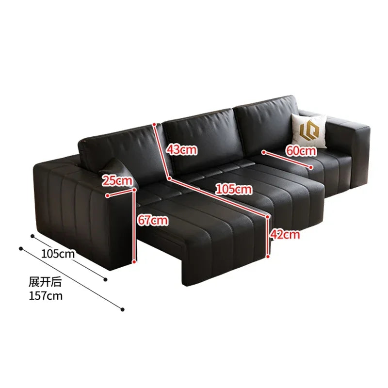 Minimalist Cowhide Reclining Sofas Nordic Luxury Multifunction Living Room Sofa Chaise Lounge Home Furniture Sofy Do Salonu FYSF