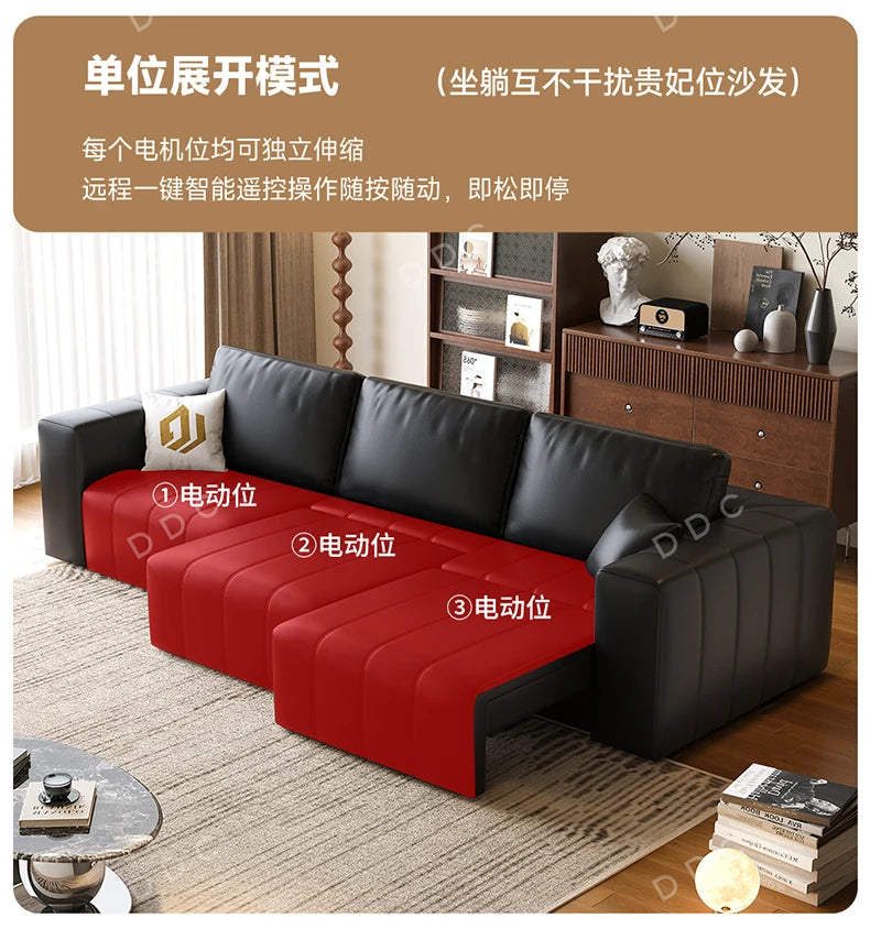 Minimalist Cowhide Reclining Sofas Nordic Luxury Multifunction Living Room Sofa Chaise Lounge Home Furniture Sofy Do Salonu FYSF