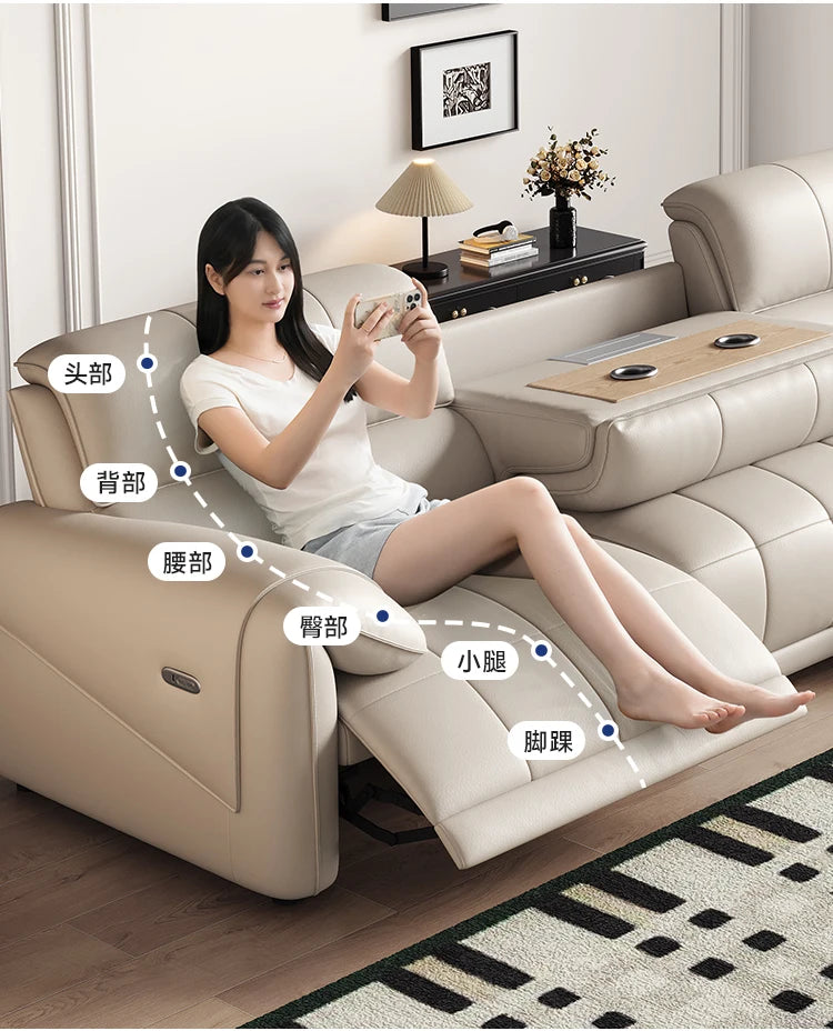 European Style Luxury Electric Reclining Sofas Italian Minimalism Dermis Lazy Futon Sofa Bed Puff Home Furniture Sofa Cama FYRS