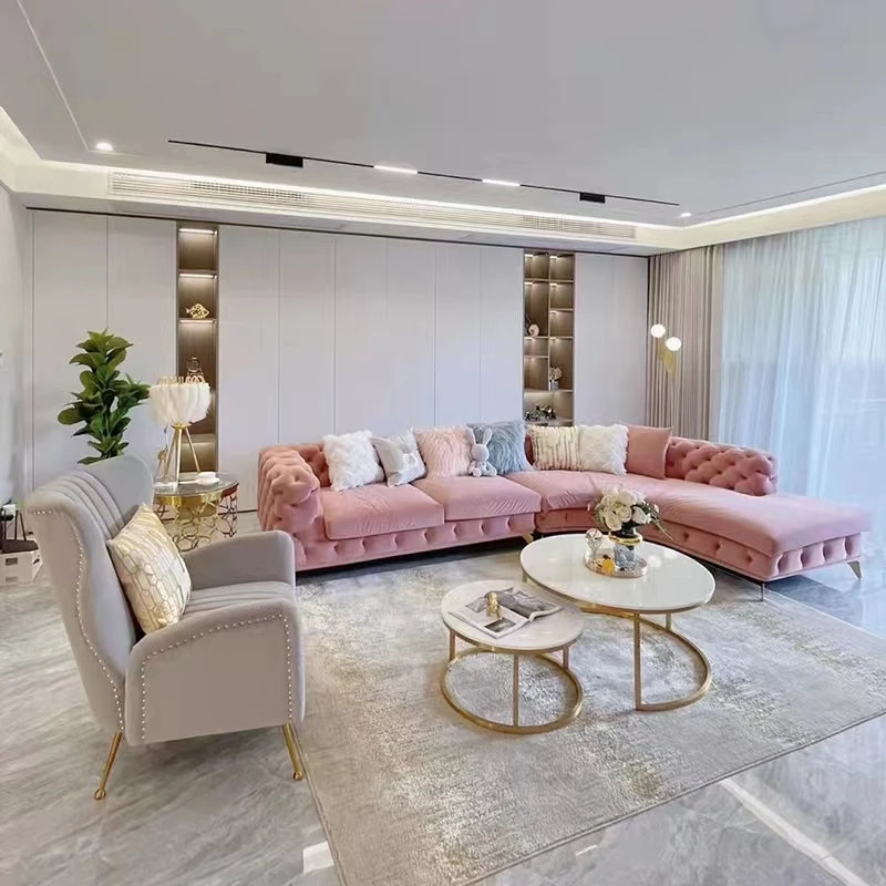 Cheap Pink Living Room Sofas Oversized Luxury Corner Sectional Living Room Sofas Single Modern Couch Wohnzimmer Furniture Home