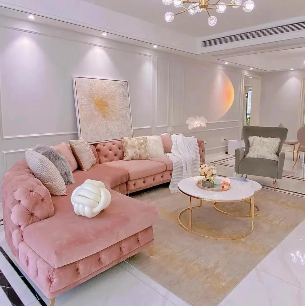 Cheap Pink Living Room Sofas Oversized Luxury Corner Sectional Living Room Sofas Single Modern Couch Wohnzimmer Furniture Home