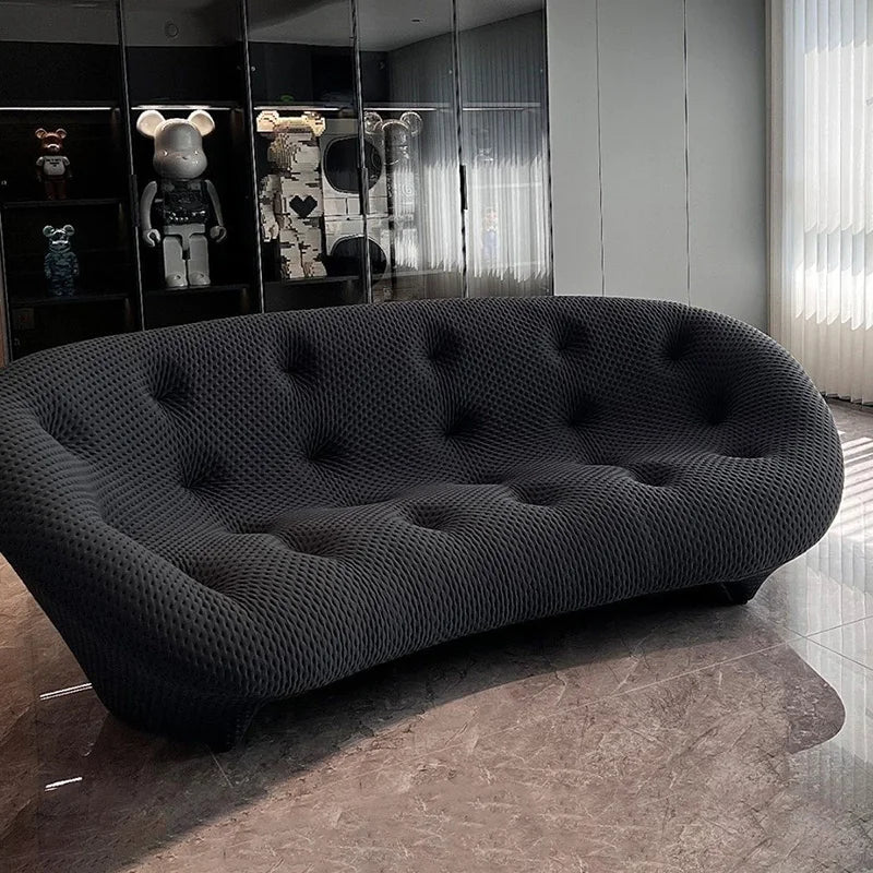 Modern 3D Knitte Fabric Living Room Sofa Comfortable Soft Sponge Seat Sofas Luxury Office Hotel Lounge Couches with Wood Frame