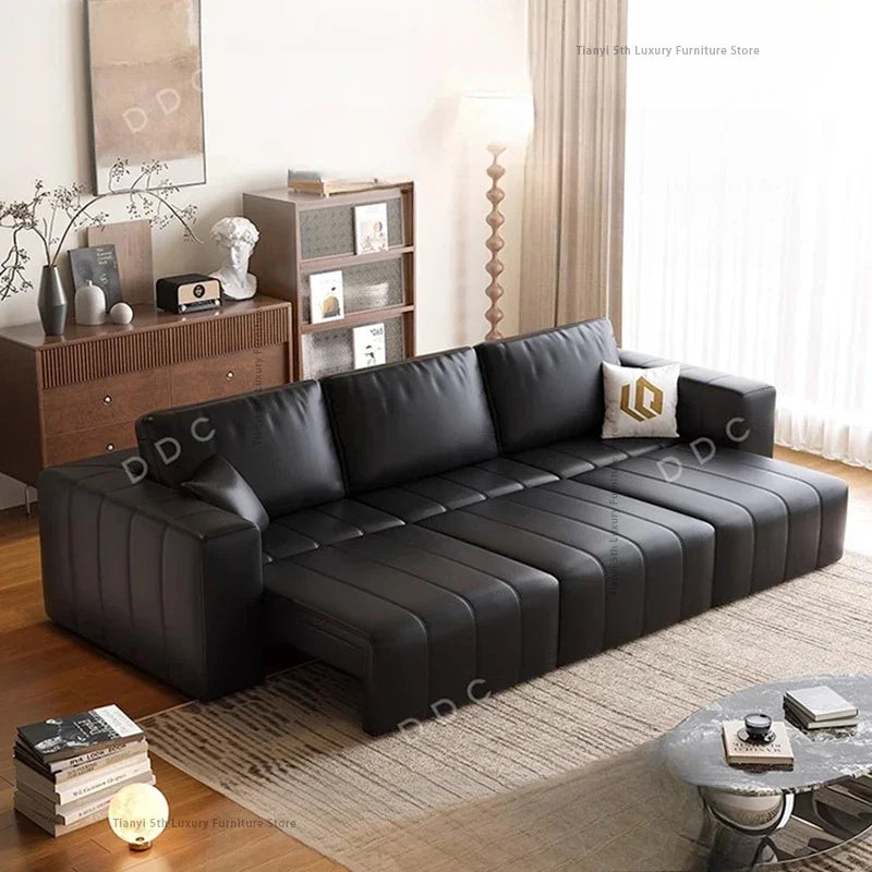 Minimalist Cowhide Reclining Sofas Nordic Luxury Multifunction Living Room Sofa Chaise Lounge Home Furniture Sofy Do Salonu FYSF