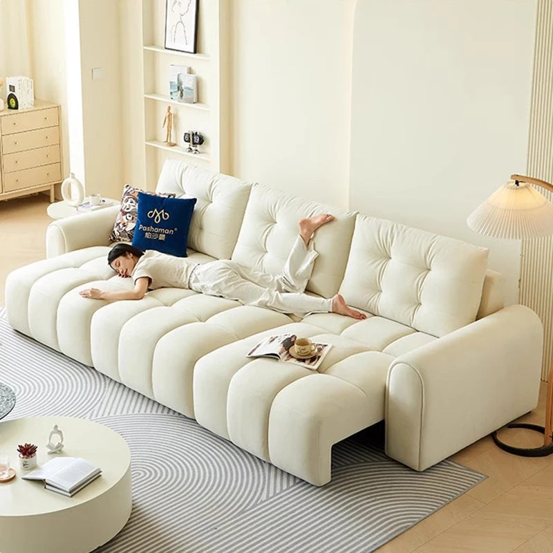 Nordic Electric Sofa Bed Fabric Art Cream Style Balcony Living Room Reclining Sofas Pouf Modular Home Furniture Sofa Cama FYRS