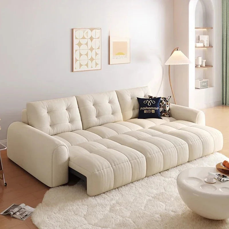 Nordic Electric Sofa Bed Fabric Art Cream Style Balcony Living Room Reclining Sofas Pouf Modular Home Furniture Sofa Cama FYRS