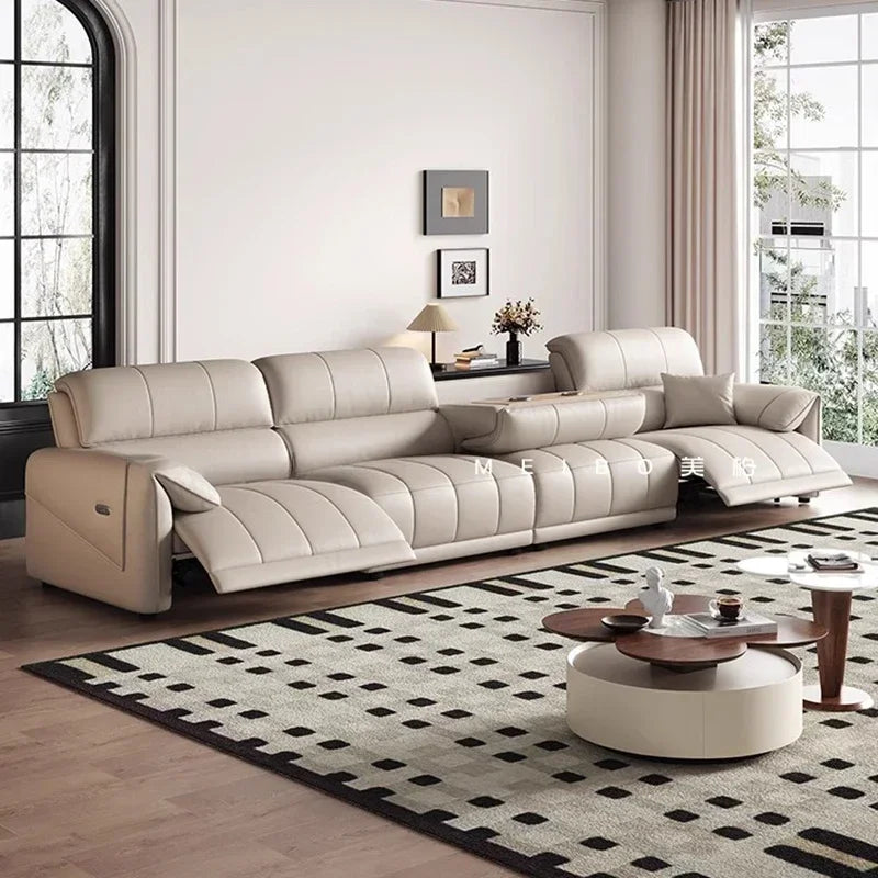 European Style Luxury Electric Reclining Sofas Italian Minimalism Dermis Lazy Futon Sofa Bed Puff Home Furniture Sofa Cama FYRS