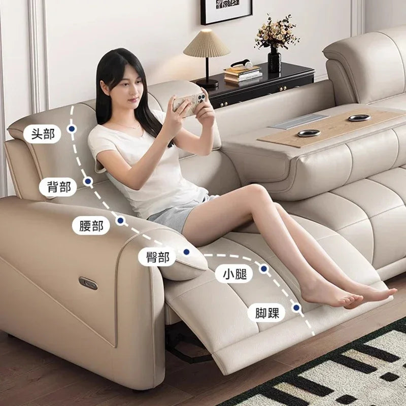 European Style Luxury Electric Reclining Sofas Italian Minimalism Dermis Lazy Futon Sofa Bed Puff Home Furniture Sofa Cama FYRS