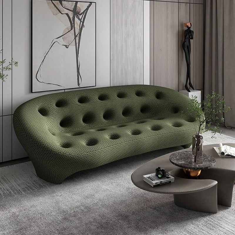 Modern 3D Knitte Fabric Living Room Sofa Comfortable Soft Sponge Seat Sofas Luxury Office Hotel Lounge Couches with Wood Frame