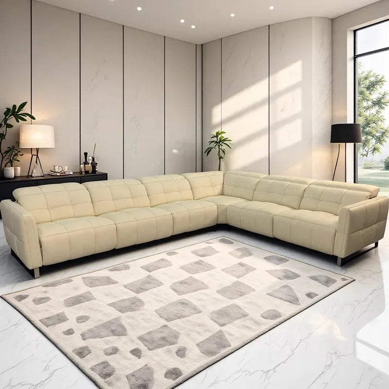 Luxury Genuine Leather Sectional Couch, Modern L-Shaped Dual Motors Electric Recliner Sofa with Adjustable Headrest Theater Room