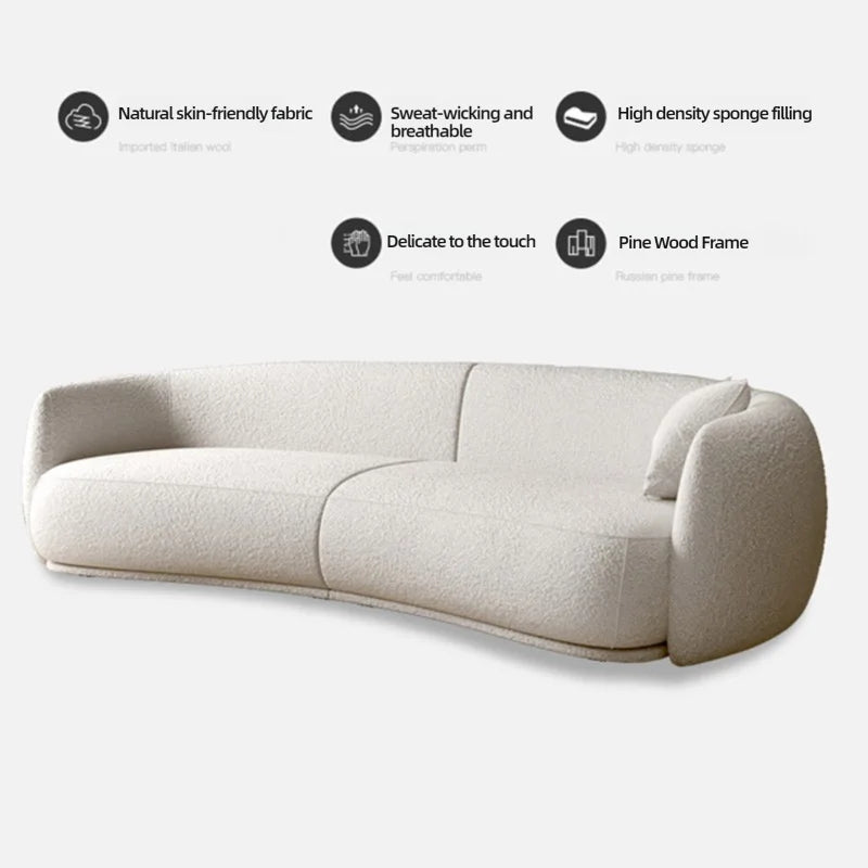 Modern Home Living Room Sofas Minimalist Nordic 2/3/4-Seater Couch for Small Apartment Elegant Soft Lambswool Office Hotel Sofa