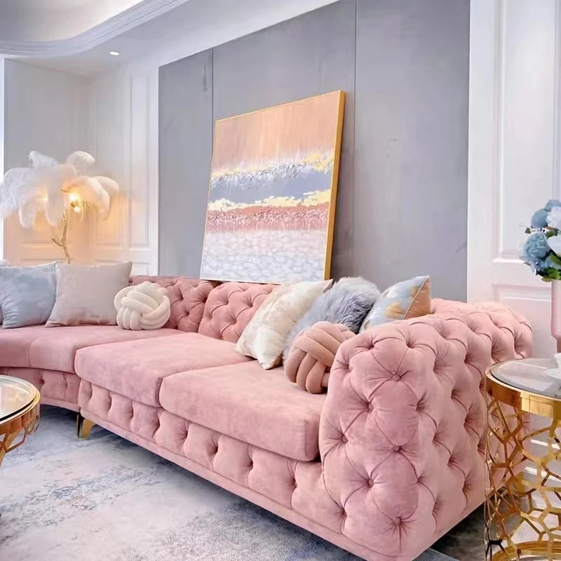 Cheap Pink Living Room Sofas Oversized Luxury Corner Sectional Living Room Sofas Single Modern Couch Wohnzimmer Furniture Home