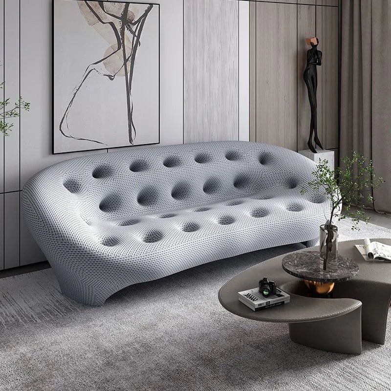 Modern 3D Knitte Fabric Living Room Sofa Comfortable Soft Sponge Seat Sofas Luxury Office Hotel Lounge Couches with Wood Frame